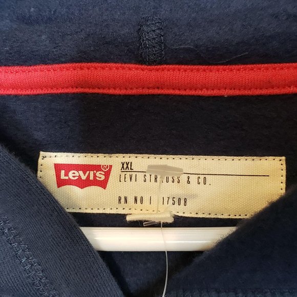 Levis Hoodie Adult XXL Navy White Spellout New - Picture 5 of 5